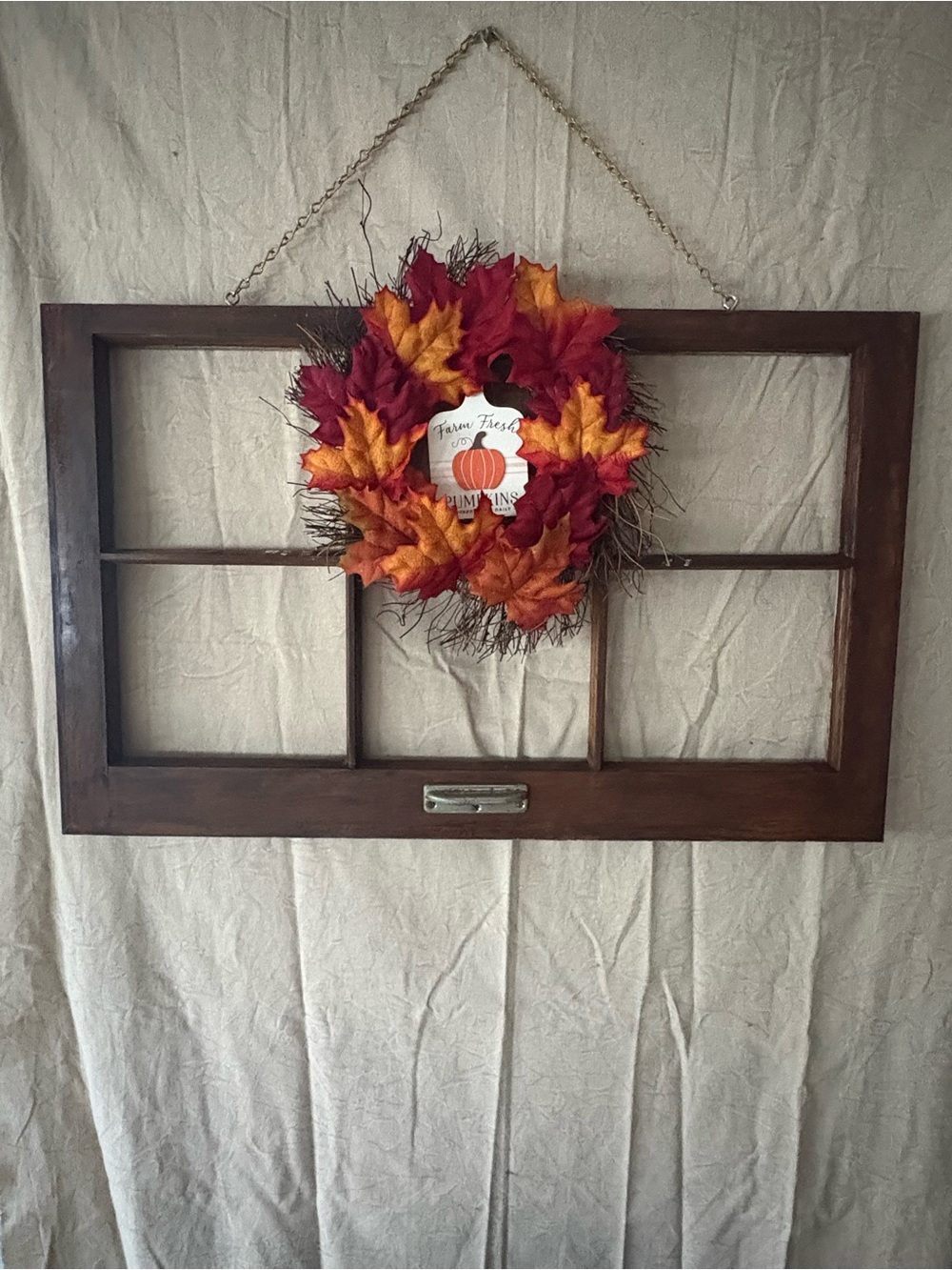 Autumn Leaf Wreath Wall Accent - Orange & Red